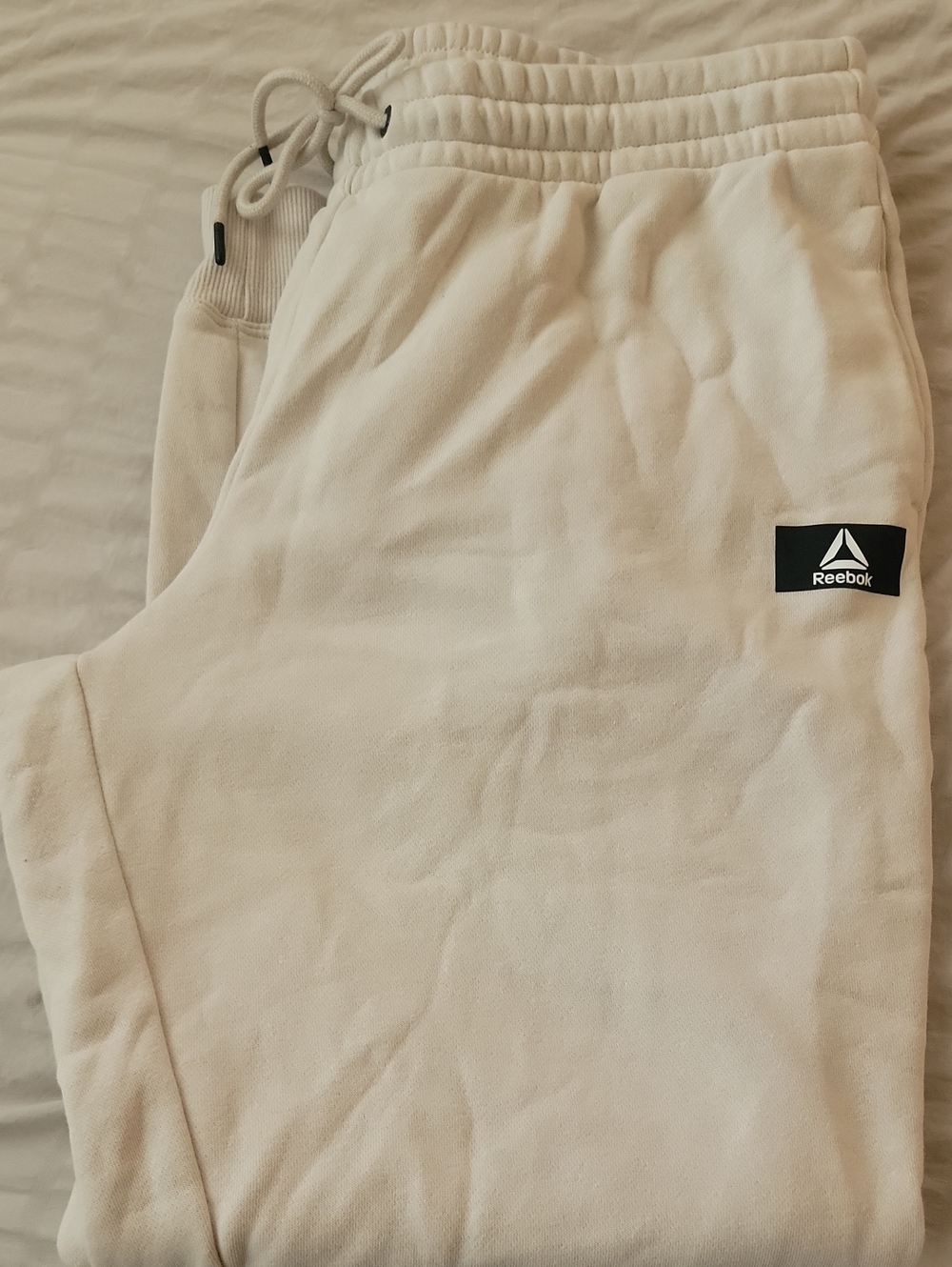 Reebok Cream Drawstring Logo Sweatpants